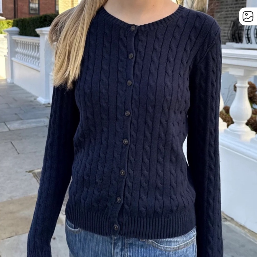 Brandy Melville Navy Cable-Knit Button Cardigan